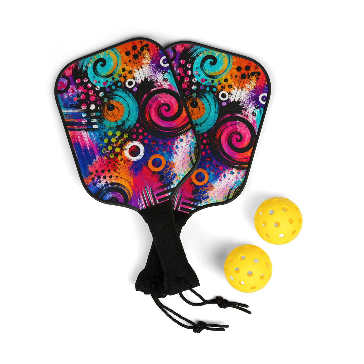 Colorful Abstract Swirls Pickleball Paddle