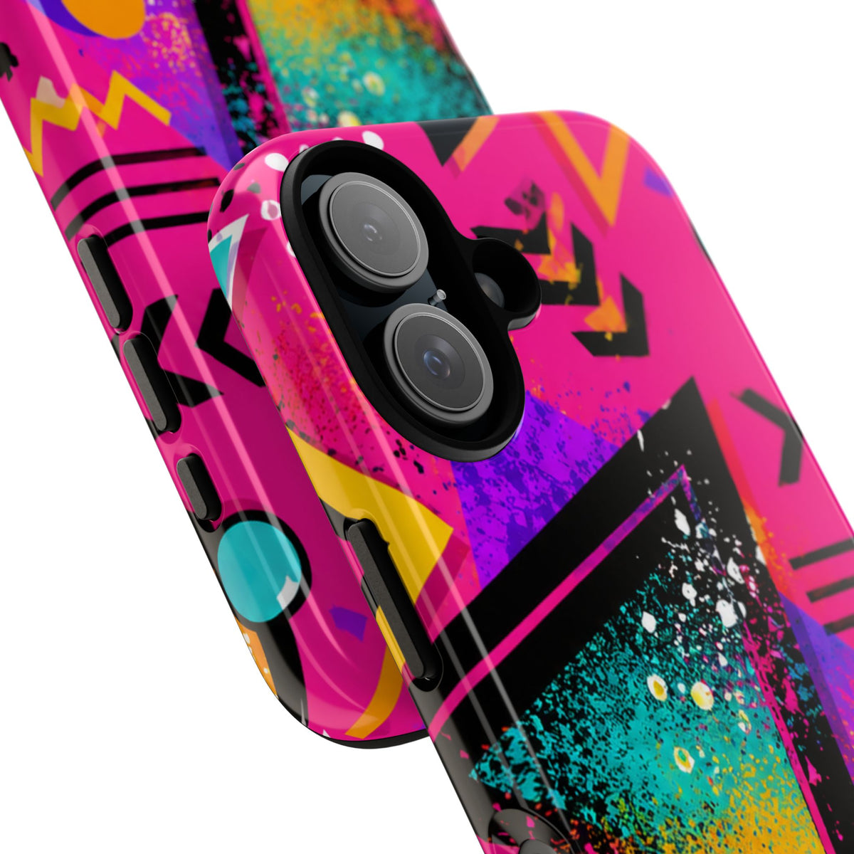 Retro 80s Geometric Phone Case — Neon Triangle Tough Case