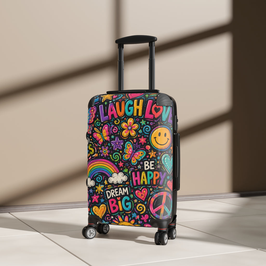 Happy Vibes Carry-On Suitcase – Colorful Dream Big Travel Luggage