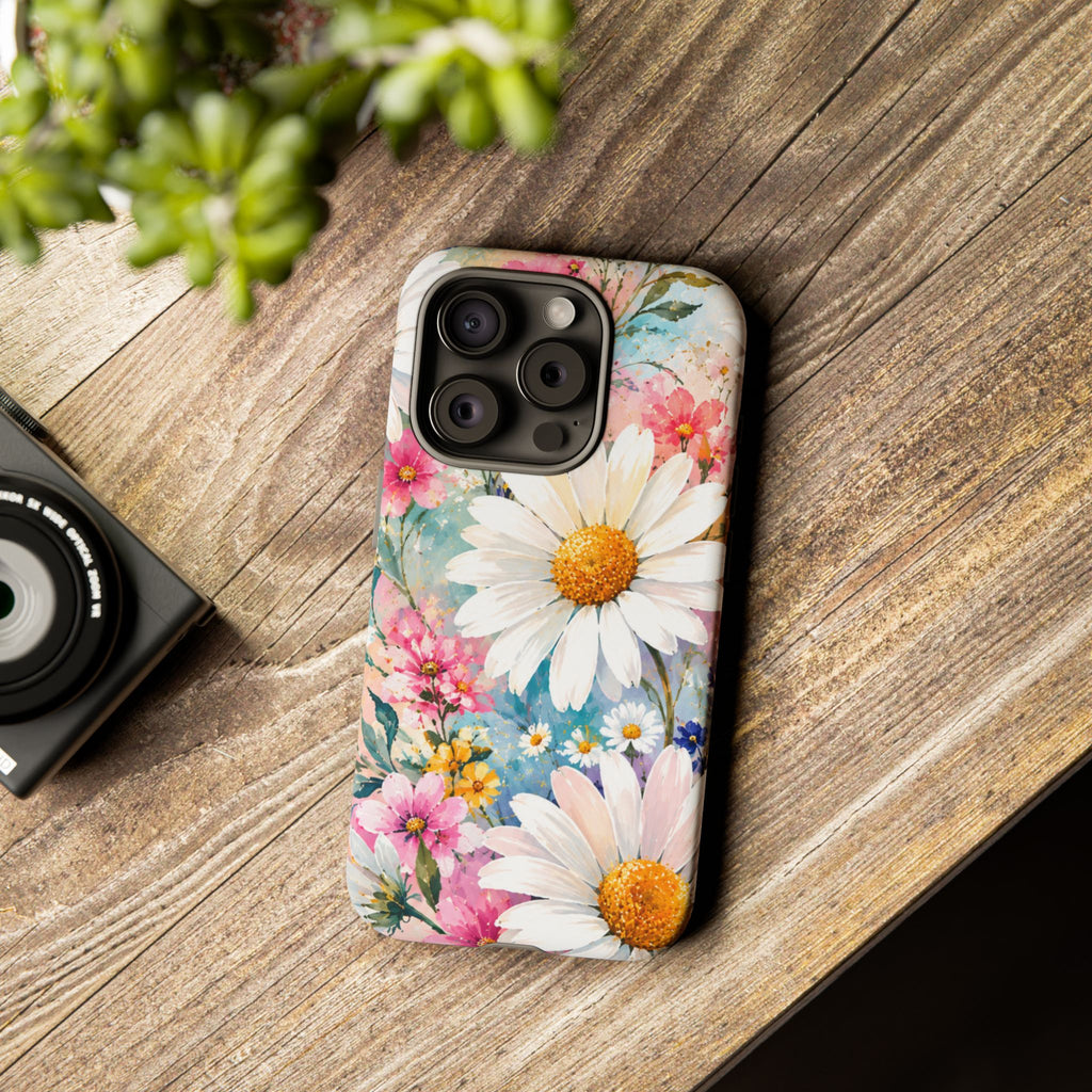 Floral Daisy Phone Case — Watercolor Daisies Protective Tough Case