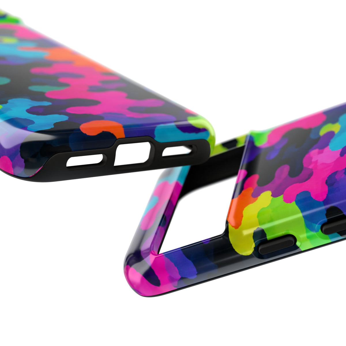 Neon Camo Tough Phone Case — Bright Rainbow Protective iPhone Cover