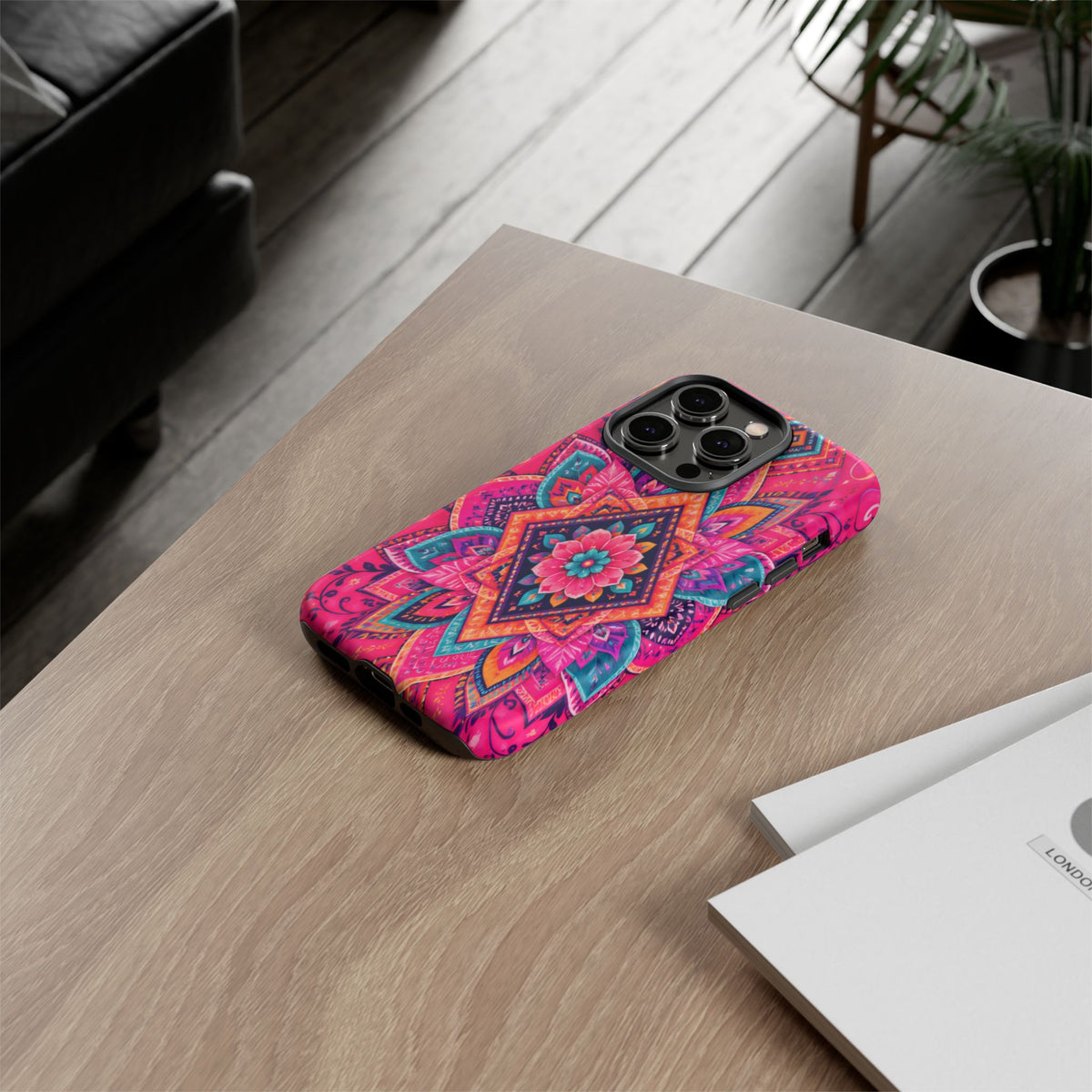 Floral Mandala Tough Phone Case — Pink Boho Protective Cover