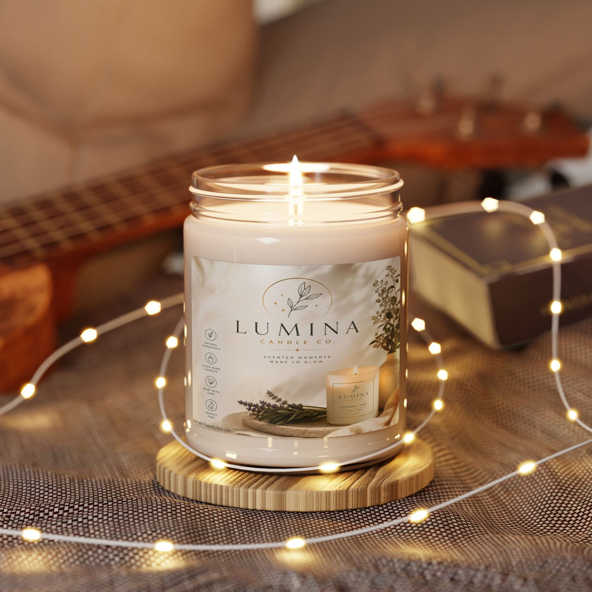 Lumina Botanical Soy Candle, 9oz Glass Jar | Natural Scented Candle