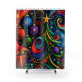 Colorful Swirl Christmas Tree Shower Curtain | Holiday Bathroom Décor
