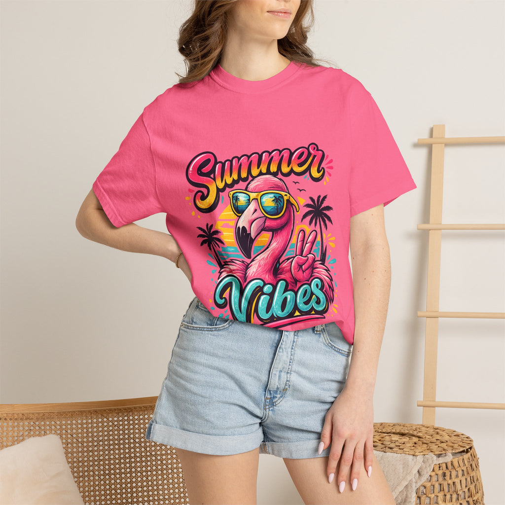 Summer Vibes Flamingo T-Shirt | Tropical Beach Graphic