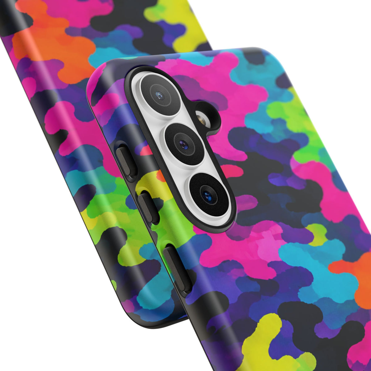 Neon Camo Tough Phone Case — Bright Rainbow Protective iPhone Cover