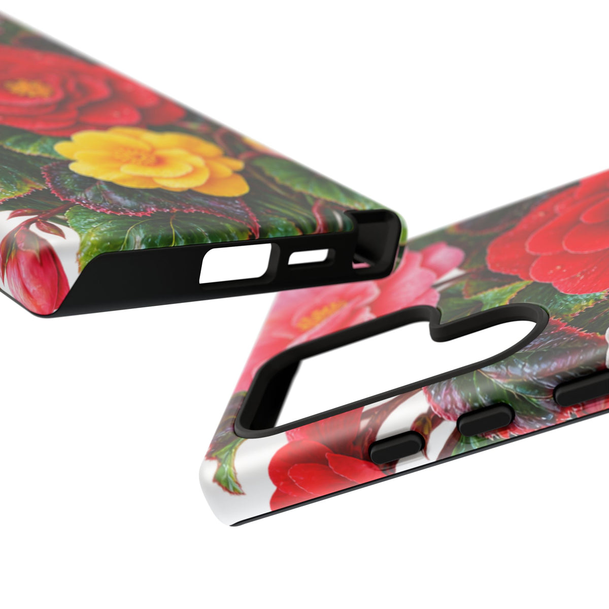 Floral Begonia Phone Case — Vibrant Red, Pink & Yellow Blossom Protective Cover