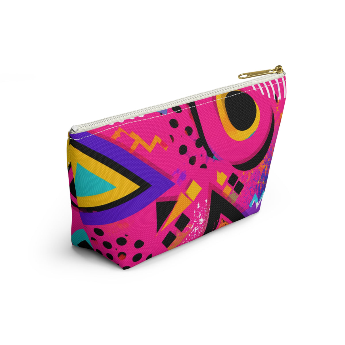 90s Neon Geometric Print Accessory Pouch | T-Bottom Cosmetic Bag