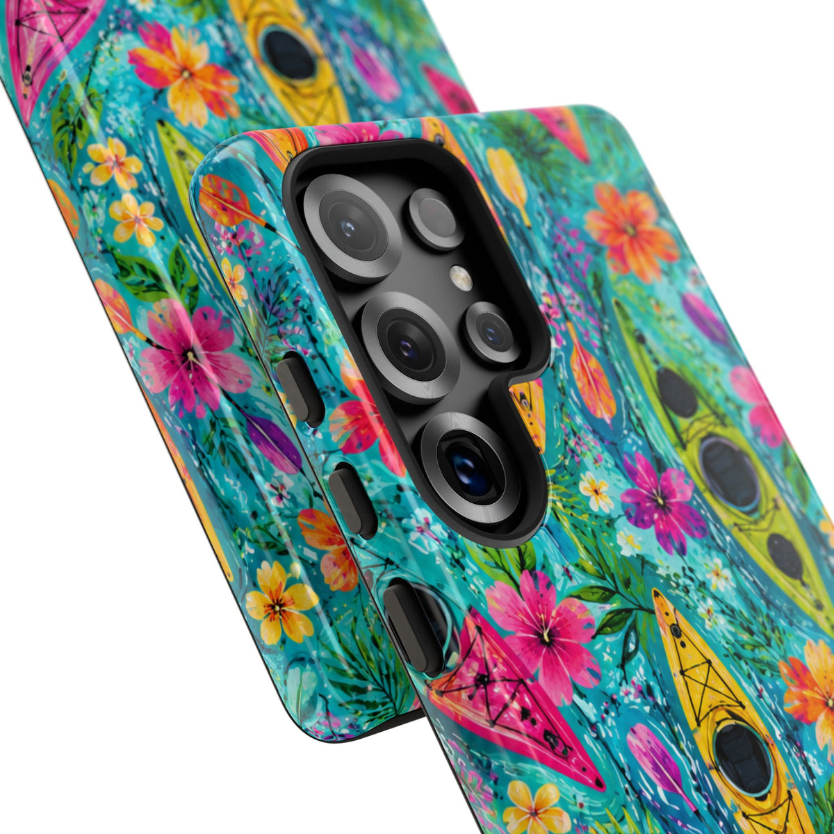 Tropical Kayak Phone Case – Colorful Floral Waterproof Pattern