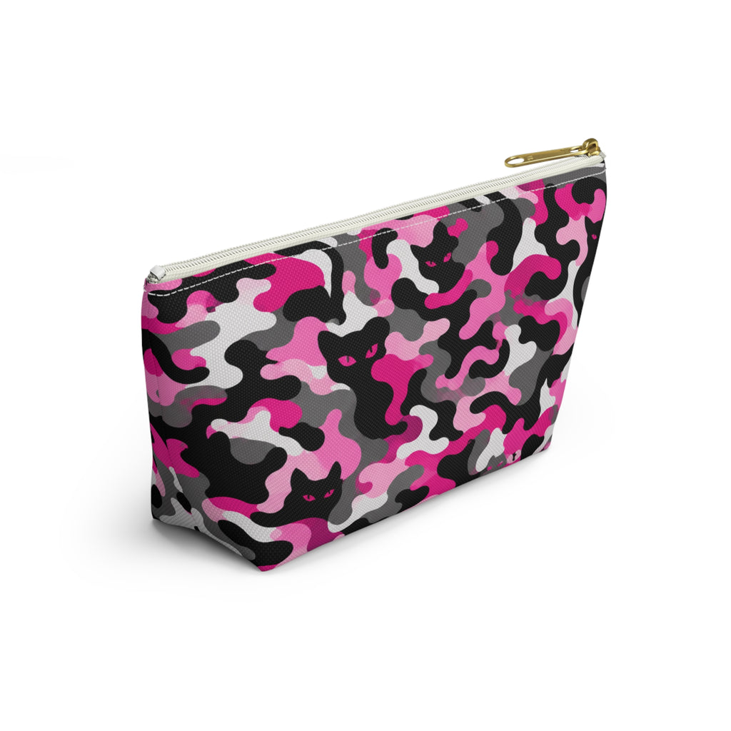 Pink Camouflage Cat Pattern Accessory Pouch