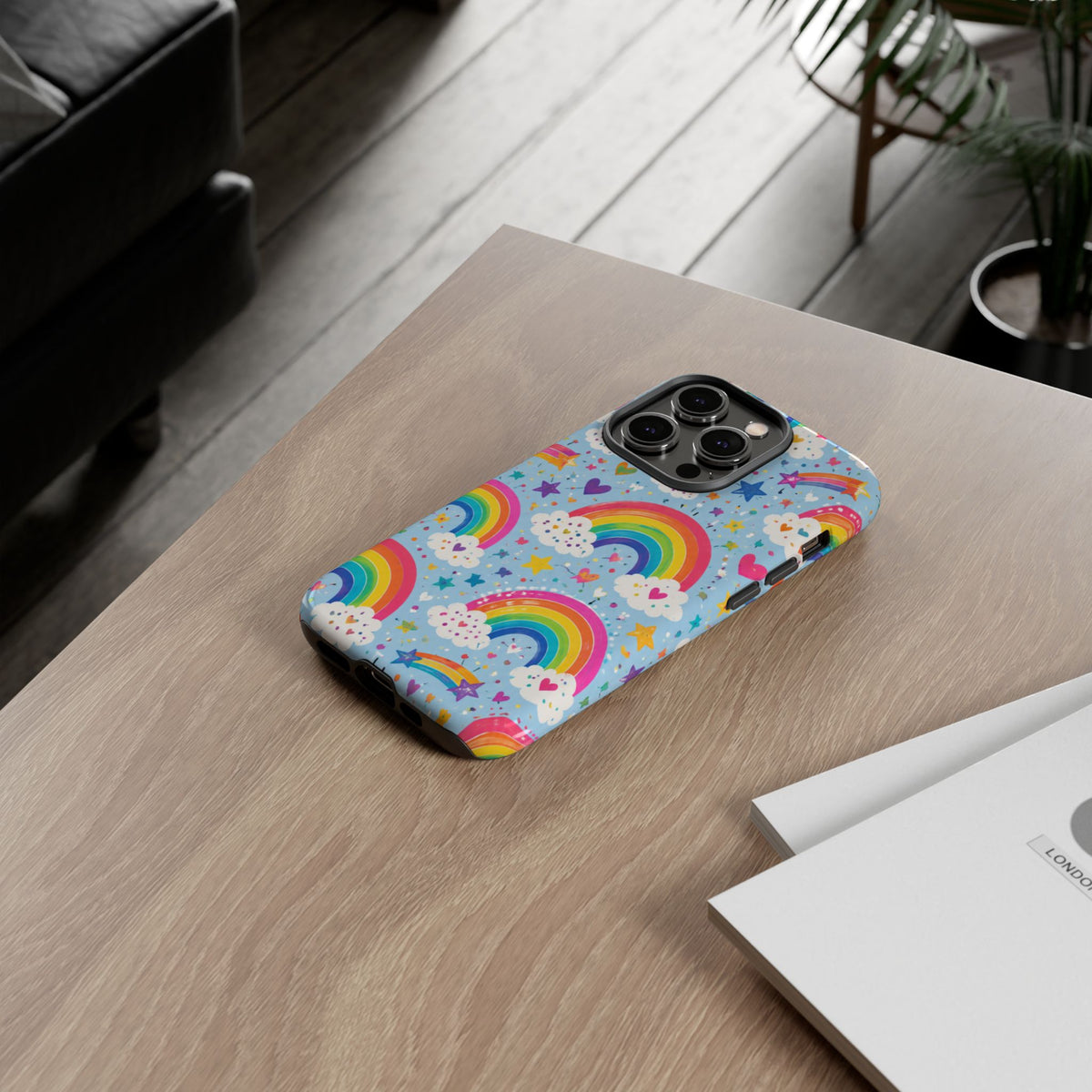 Rainbow Clouds Phone Case — Cute Pastel Rainbow Pattern Tough Case