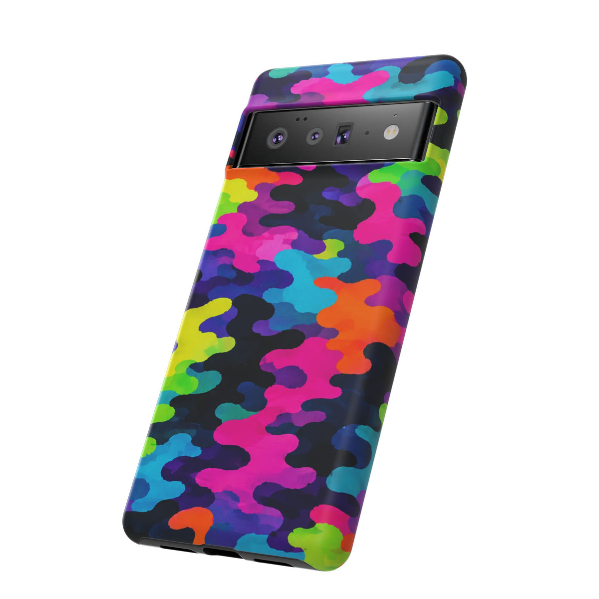 Neon Camo Tough Phone Case — Bright Rainbow Protective iPhone Cover