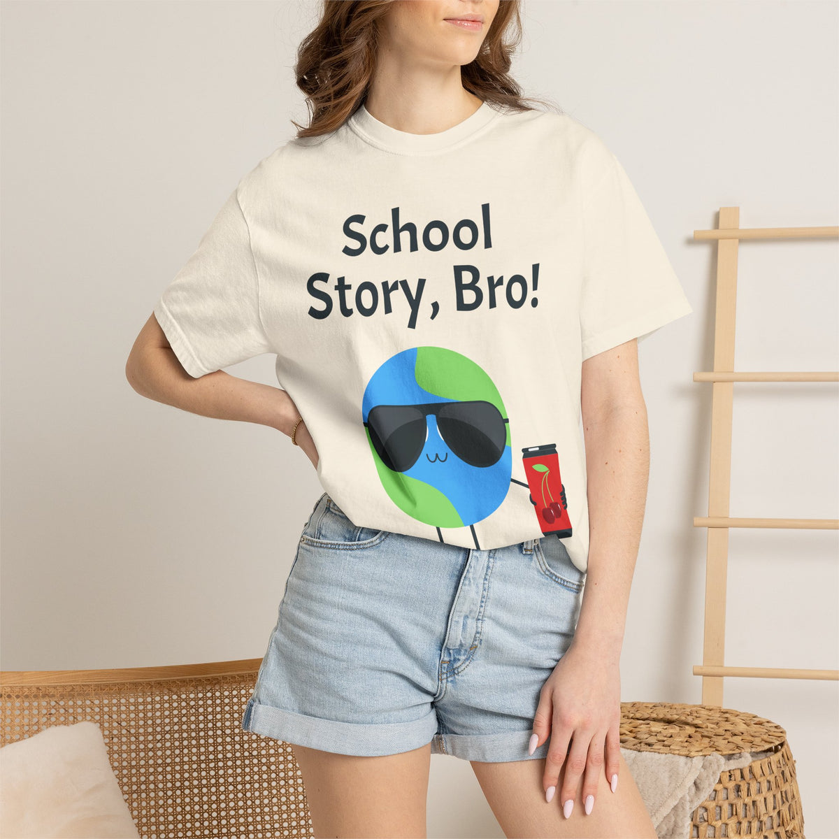 School Story, Bro! T-Shirt — Funny Earth Cartoon Tee for Students & Teachers