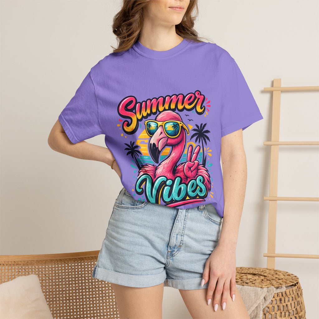 Summer Vibes Flamingo T-Shirt | Tropical Beach Graphic
