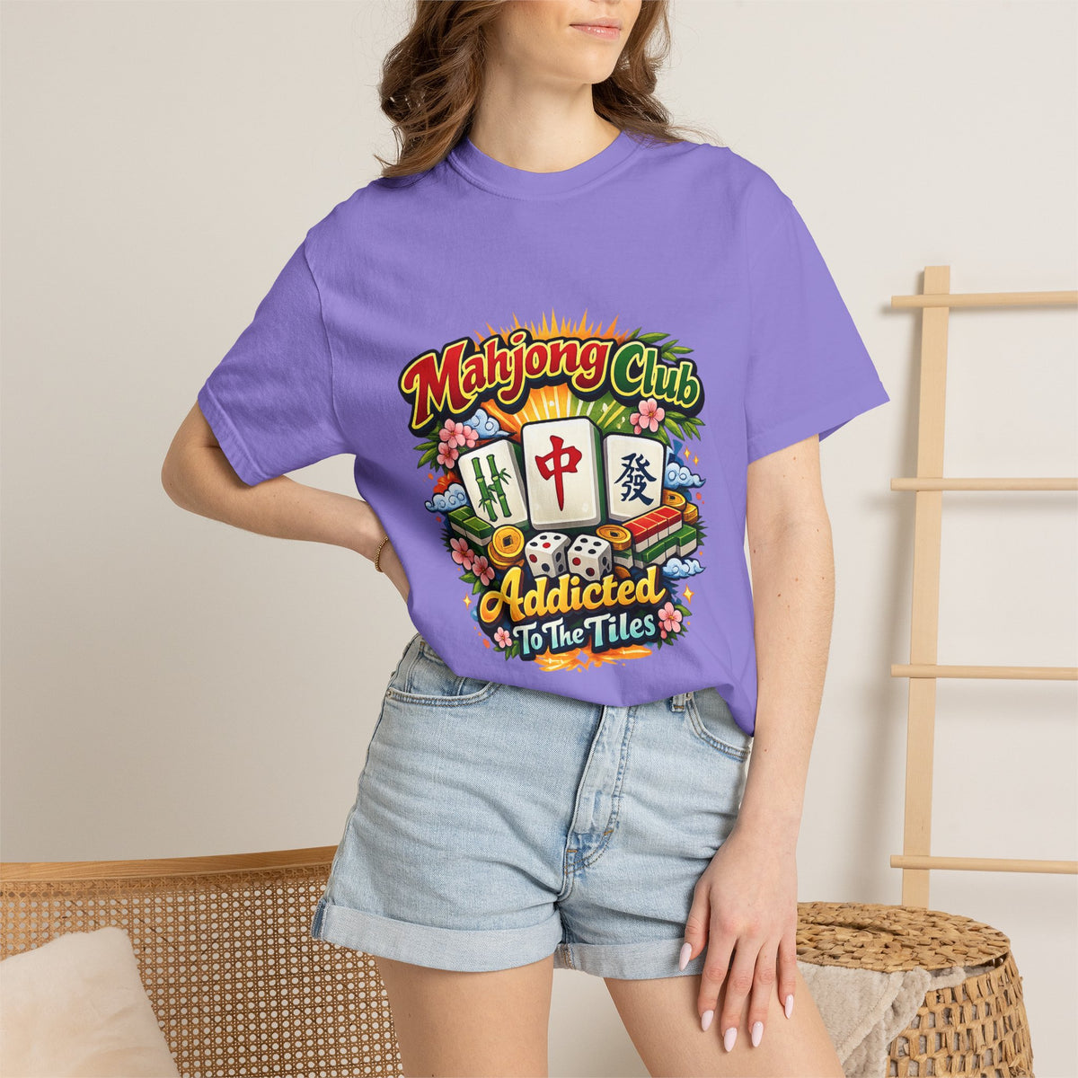 Mahjong Club Addicted to the Tiles T-shirt | Mahjong Graphic Tee