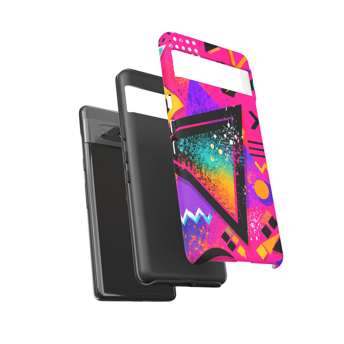 Retro 80s Geometric Phone Case — Neon Triangle Tough Case