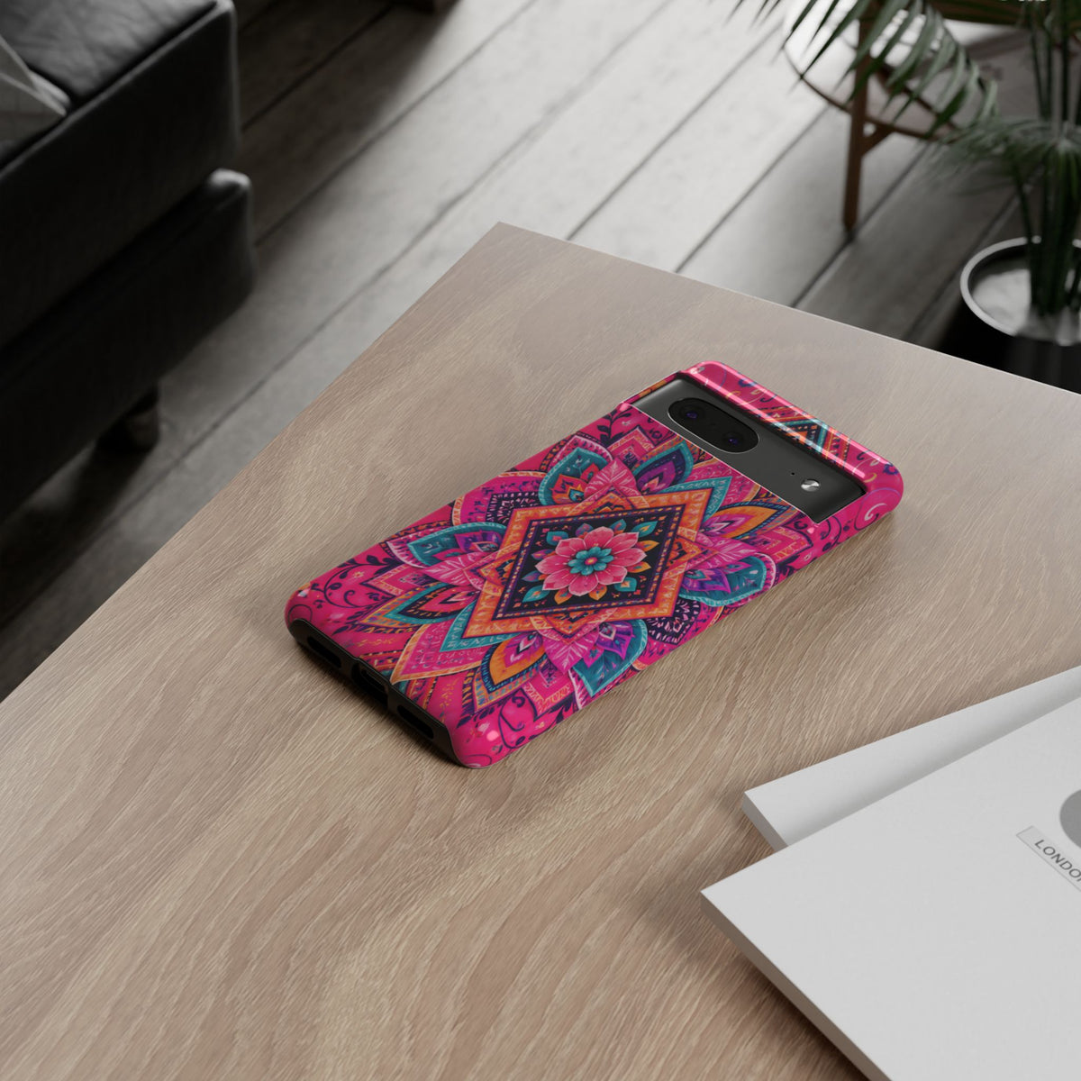Floral Mandala Tough Phone Case — Pink Boho Protective Cover