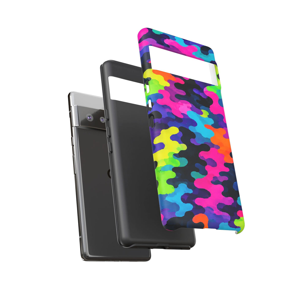 Neon Camo Tough Phone Case — Bright Rainbow Protective iPhone Cover