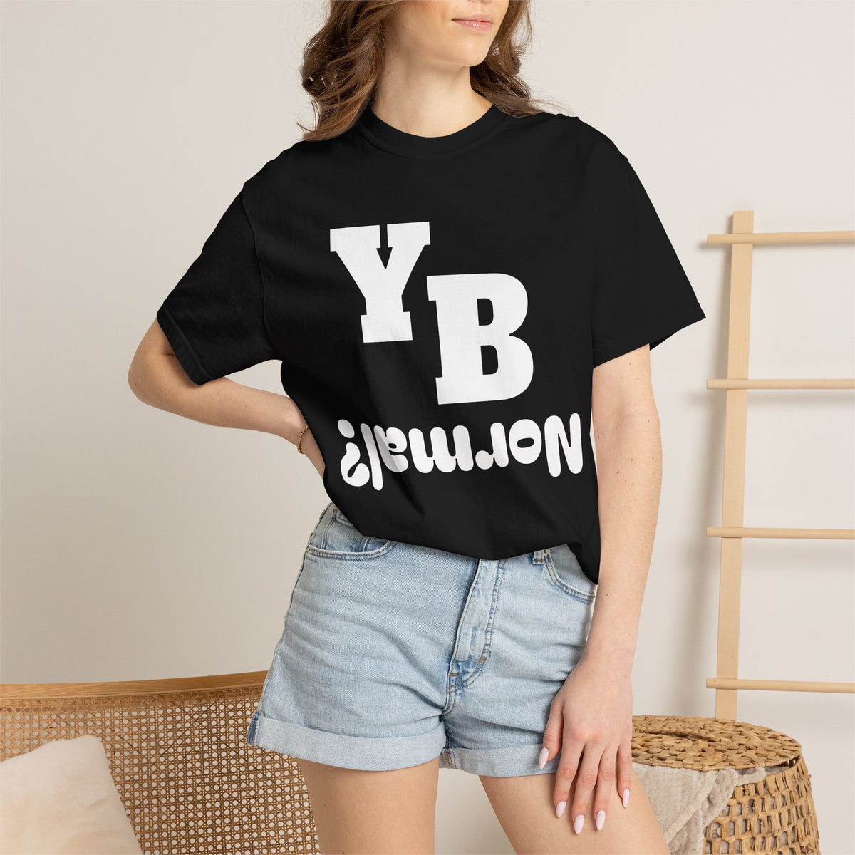 Funny 'YB ¿Normal?' Graphic T-Shirt — Upside-Down Retro Typography Tee