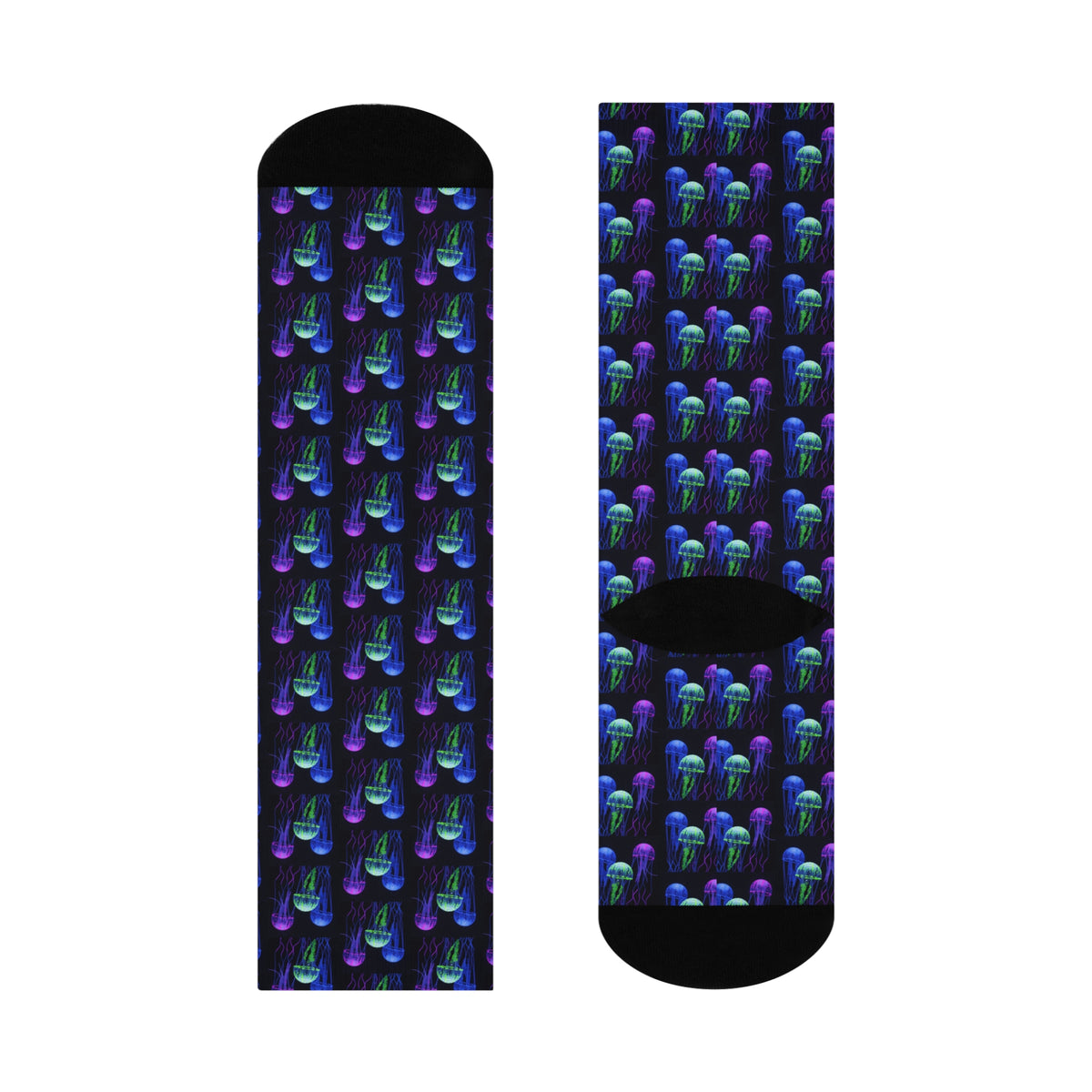 Jellyfish Pattern Crew Socks — Neon Ocean Cushioned Socks