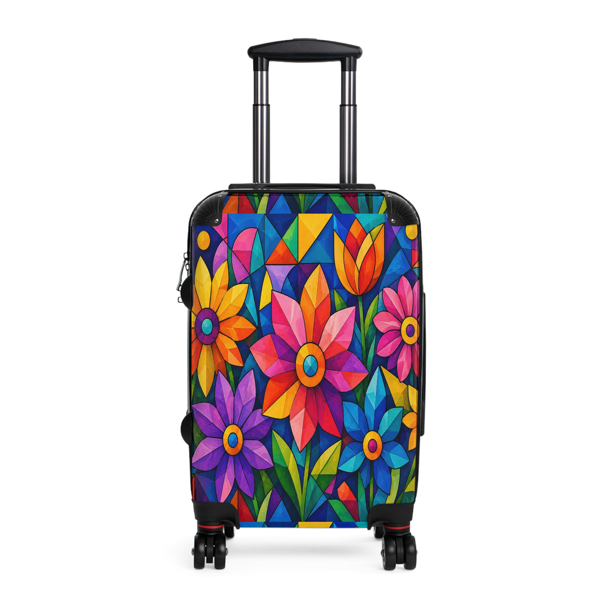 Colorful Floral Carry-On Suitcase – Vibrant Stained-Glass Flower Travel Luggage