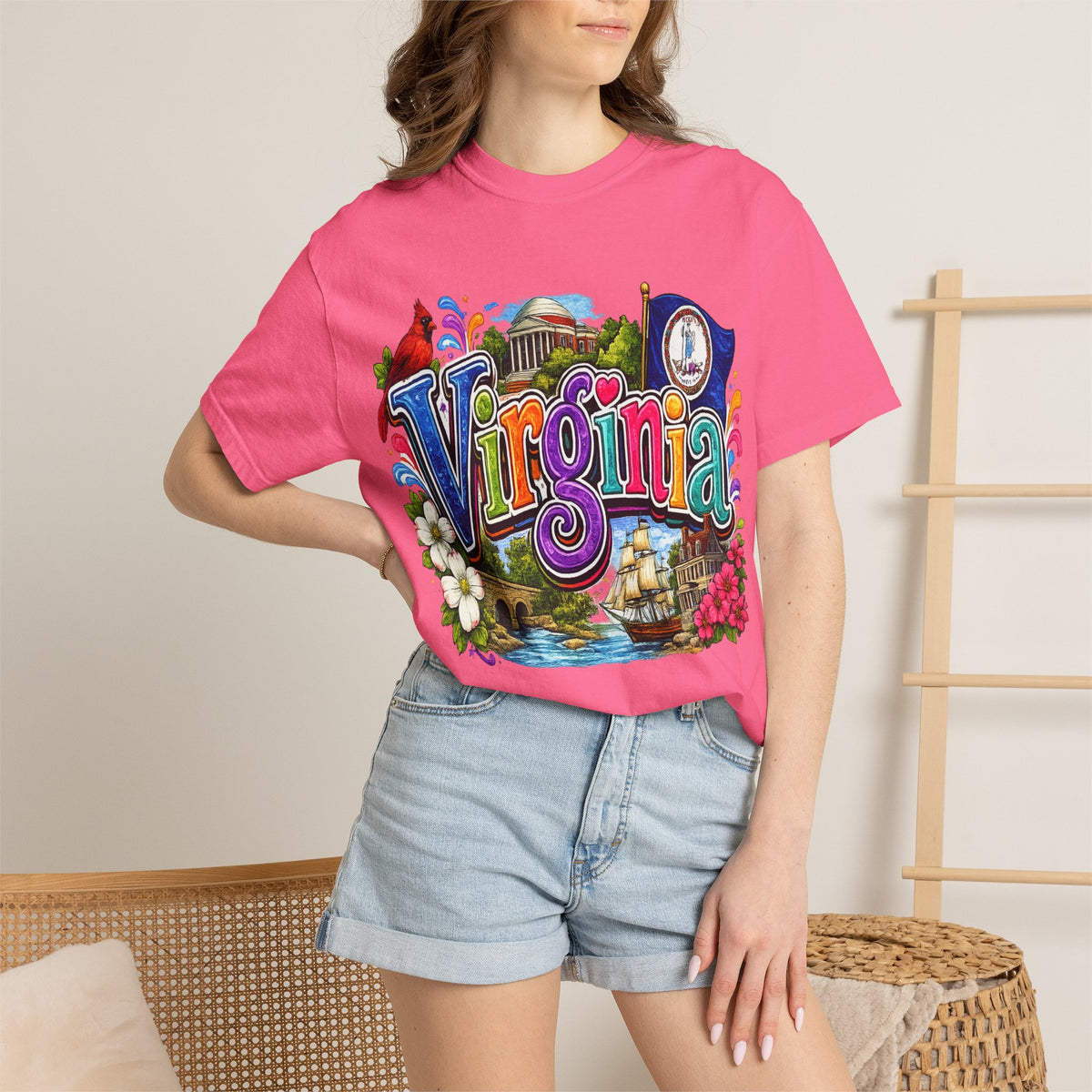 Virginia Vintage Postcard T-Shirt | State Scenic Illustration