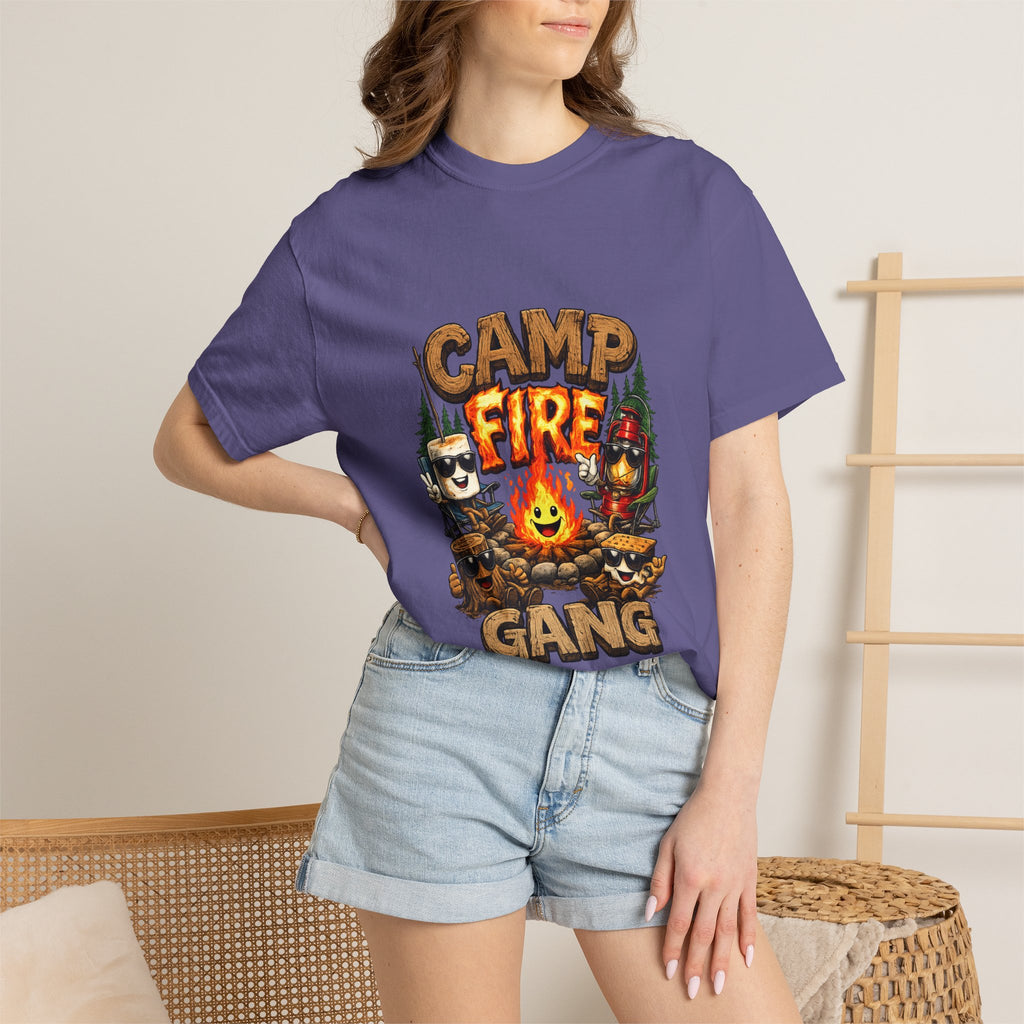 Campfire Gang T-Shirt | Camping Cartoon S'mores Bonfire Design
