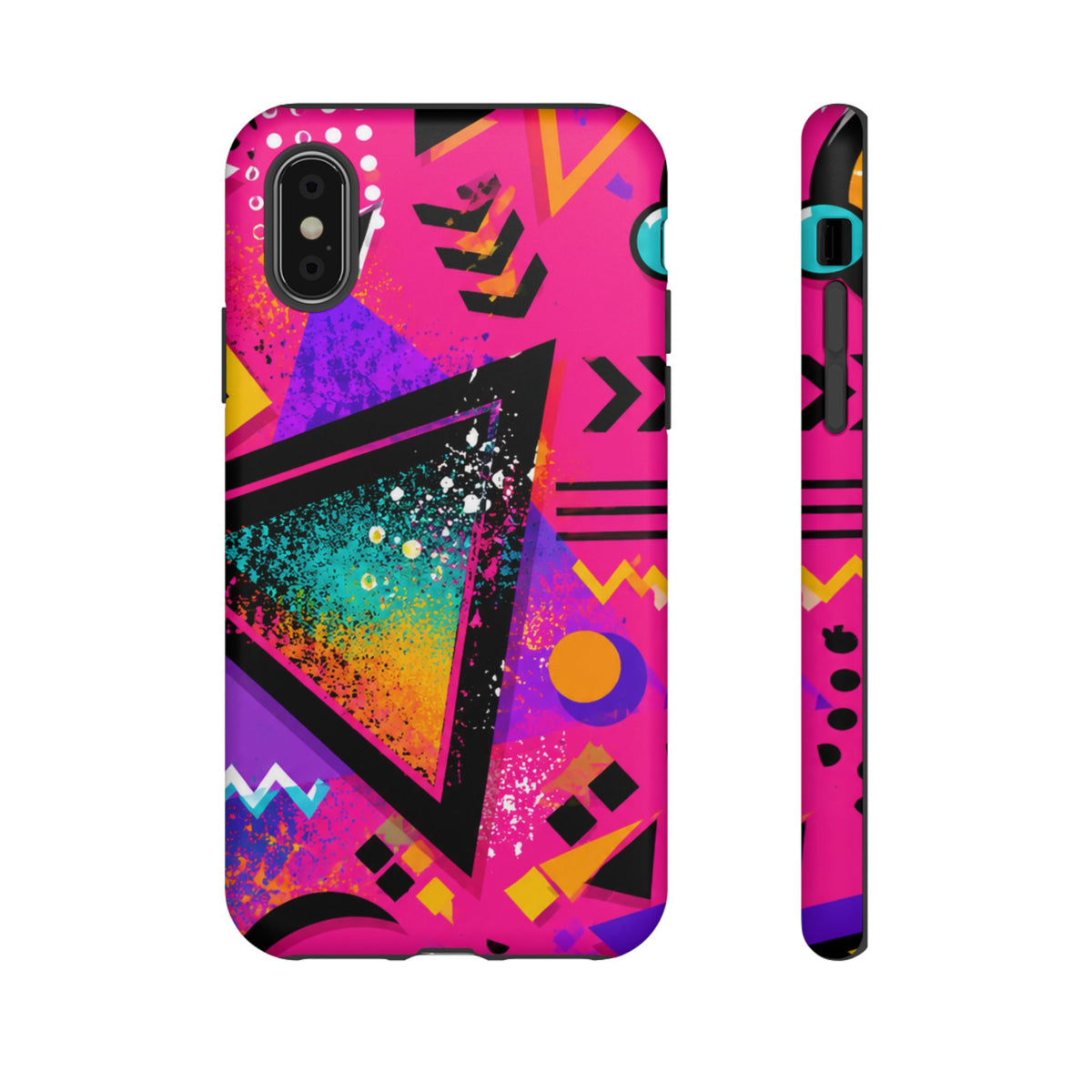 Retro 80s Geometric Phone Case — Neon Triangle Tough Case