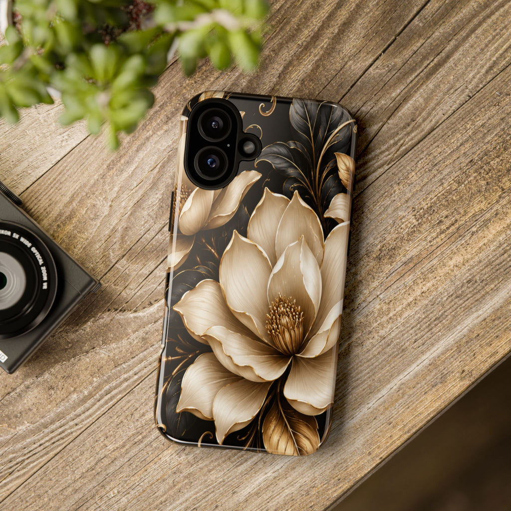 Floral Tough Case — Elegant Gold Magnolia Phone Case