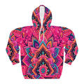 Mandala Floral Hoodie — Vibrant Pink Boho All-Over Print