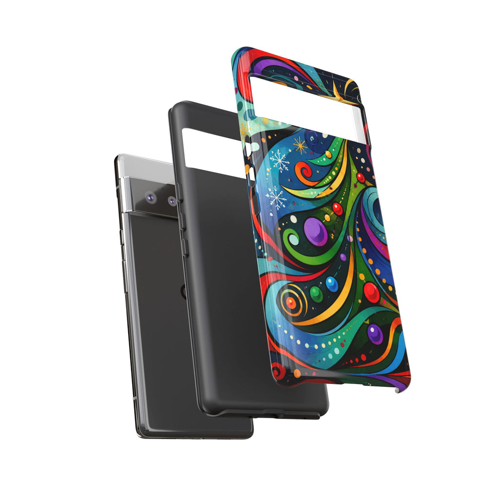 Colorful Swirl Christmas Tree Tough Phone Case