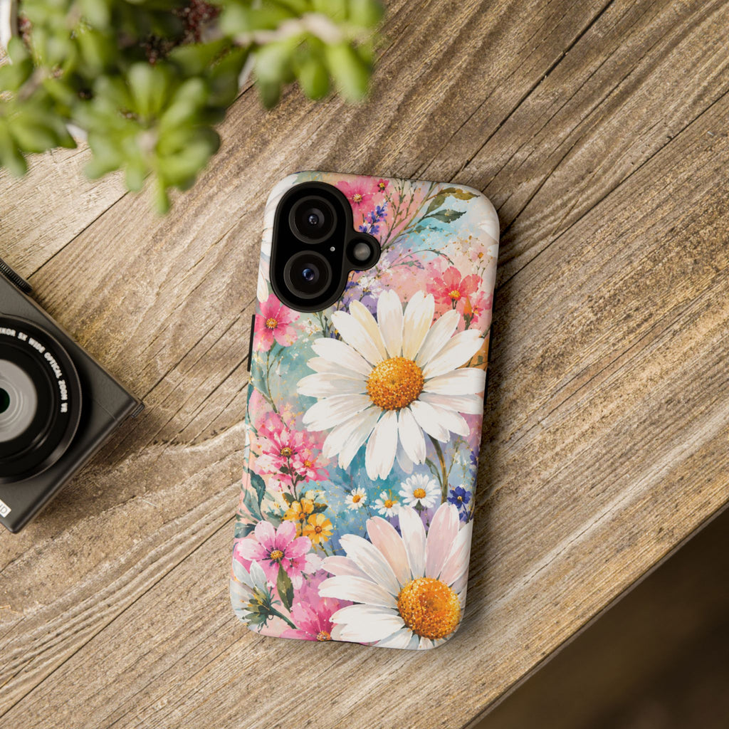 Floral Daisy Phone Case — Watercolor Daisies Protective Tough Case