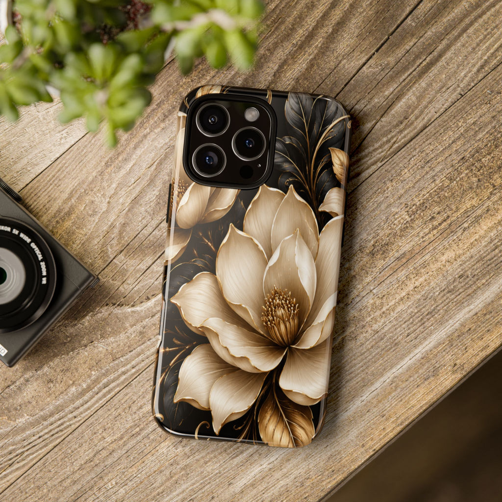 Floral Tough Case — Elegant Gold Magnolia Phone Case