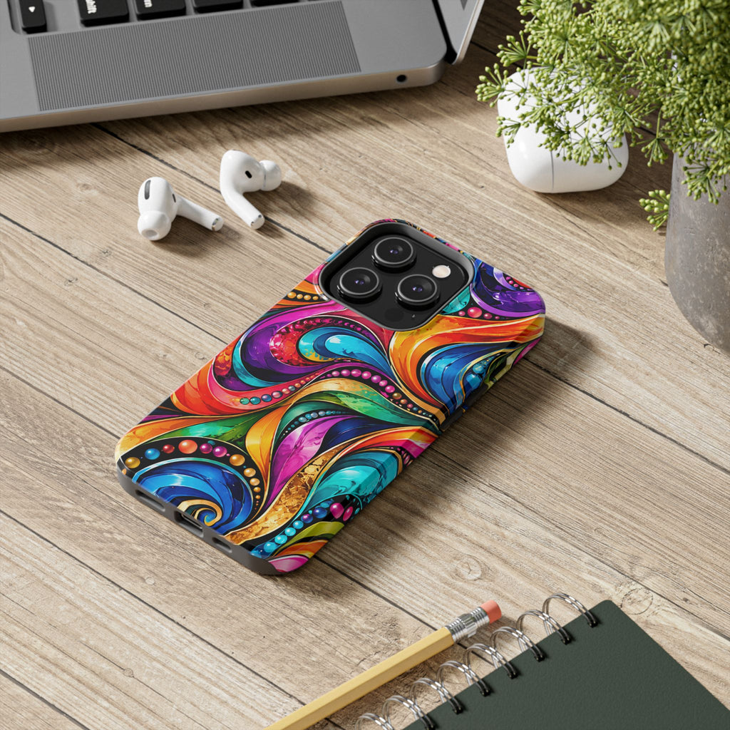 Colorful Swirl Tough Phone Case — Vibrant Abstract Protective Cover