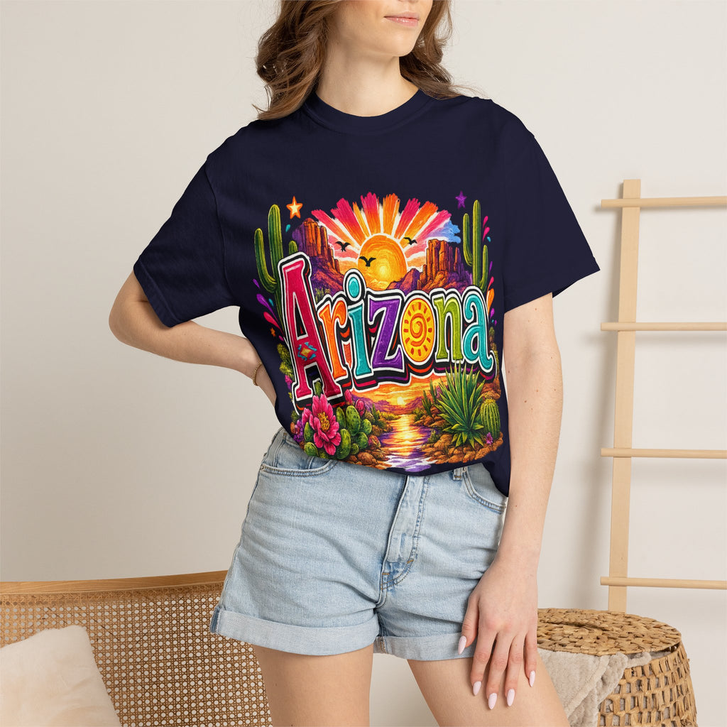Arizona Desert Sunset T-shirt | Cactus, Saguaro, Floral Scenic Tee