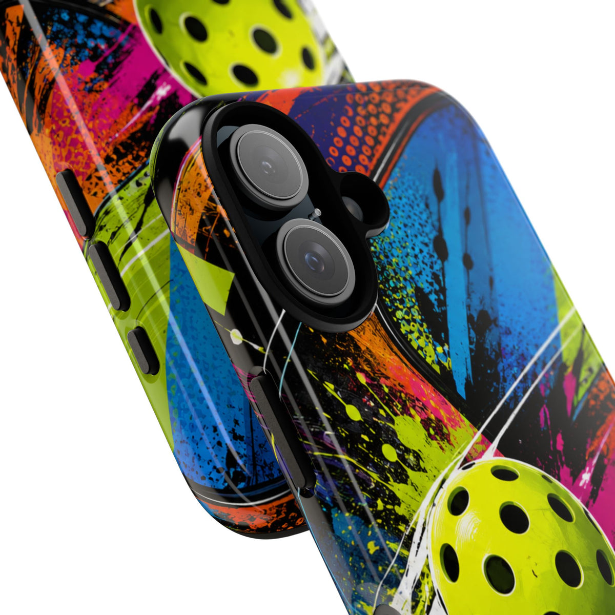 Pickleball Phone Case – Neon Paddle & Ball Splash Tough Case