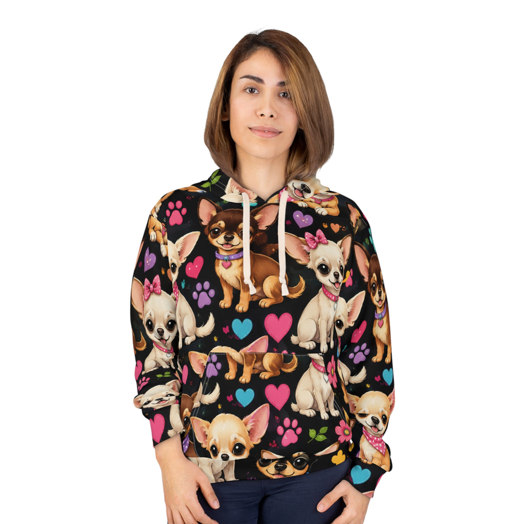 Chihuahua Pattern Hoodie | Cute Chihuahuas, Hearts & Paw Prints