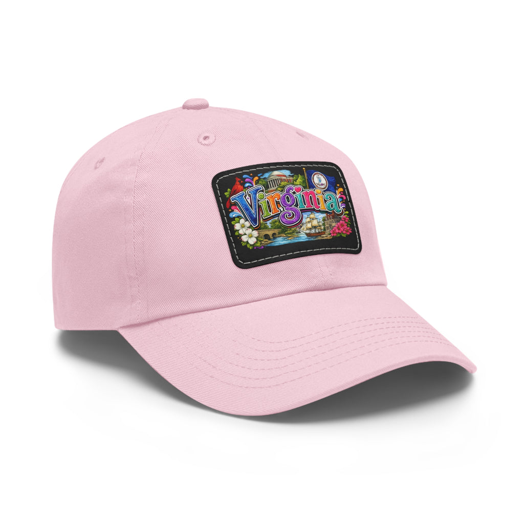 Virginia Postcard Patch Dad Hat | Leather Rectangle State Patch