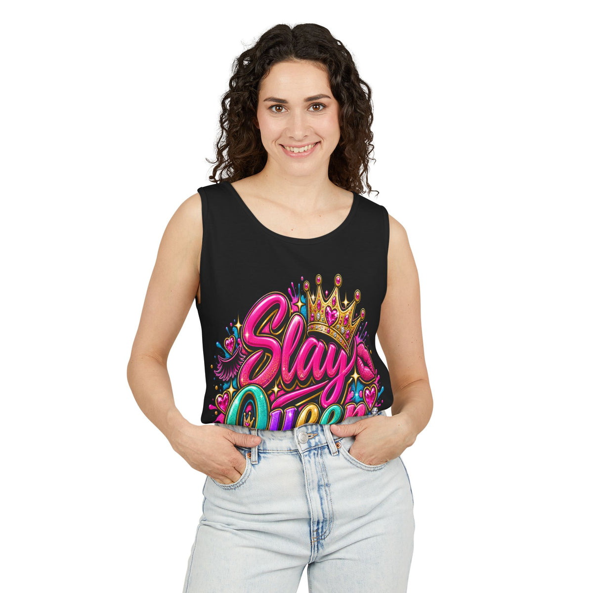 Slay Queen graffiti crown Tank Top | colorful lettering street art