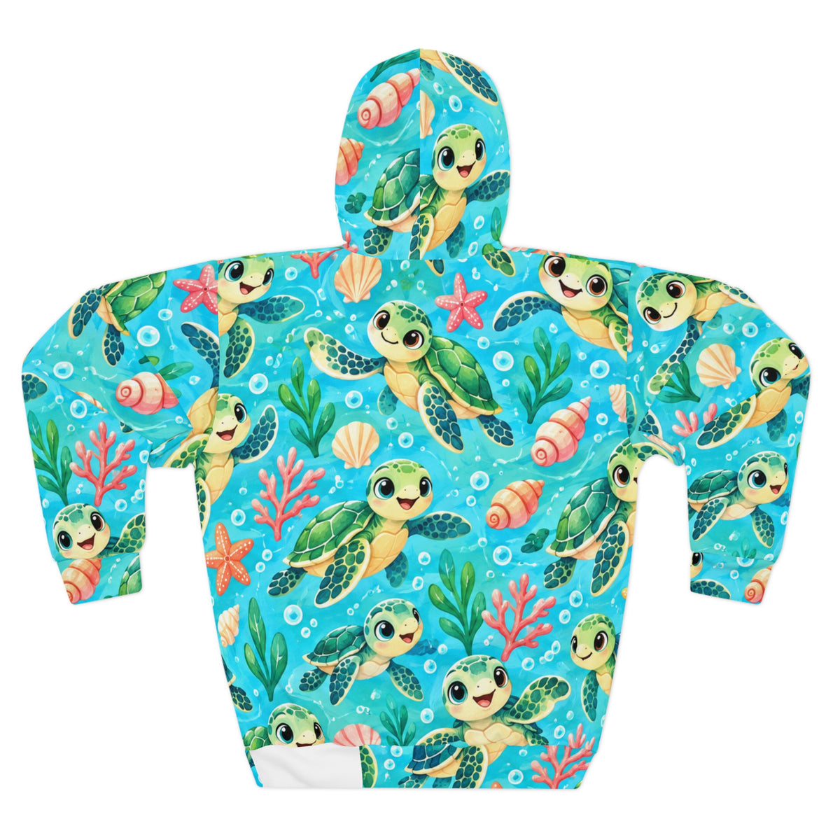 Cute Sea Turtle Pattern Hoodie | Kids Ocean Marine Life All-Over Print