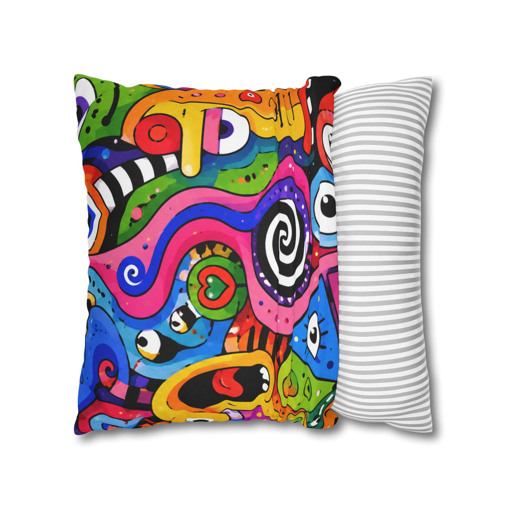 Colorful Abstract Doodle Pillowcase | Spun Polyester Square Pillowcase