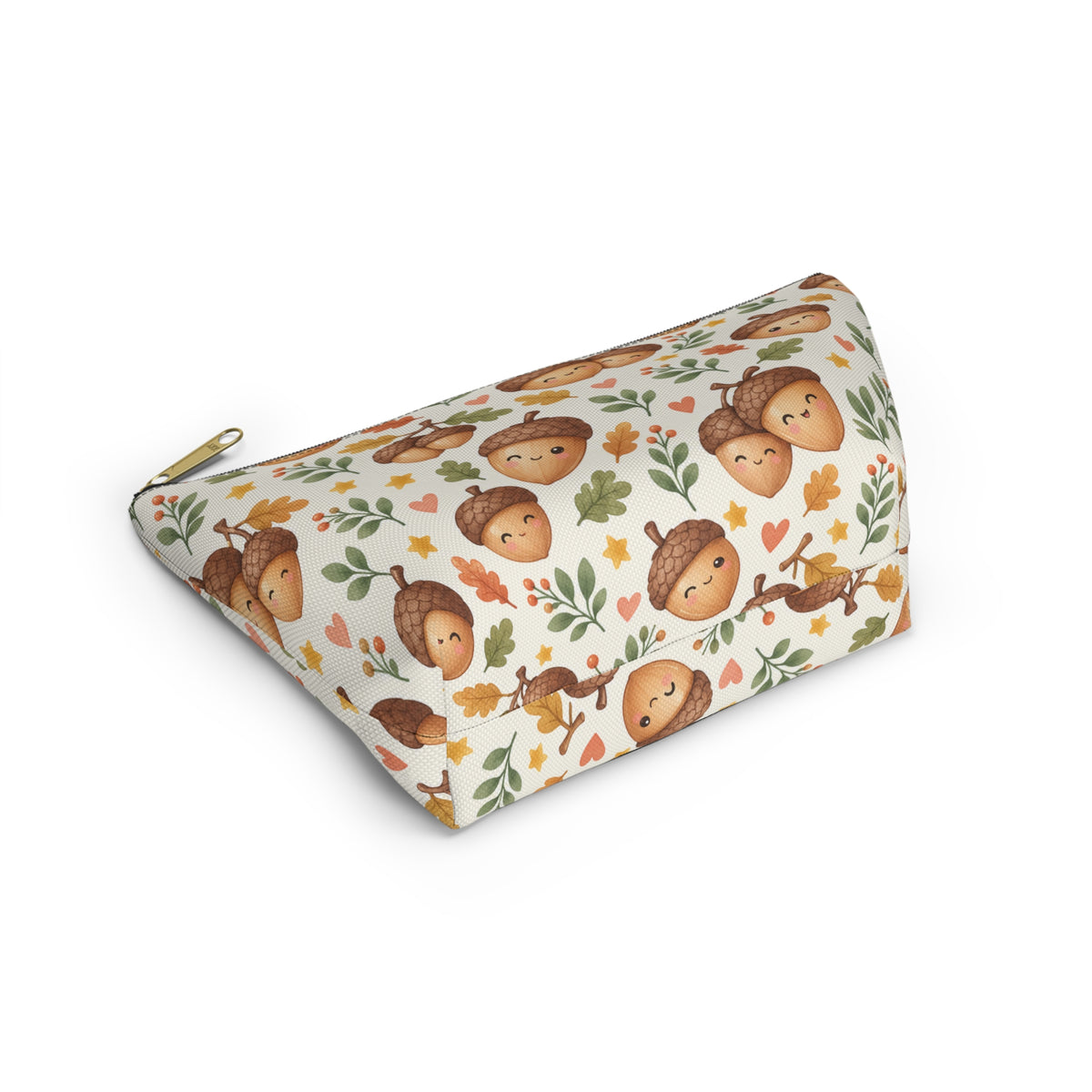 Cute Acorn Pattern Accessory Pouch | Autumn Leaves T-Bottom