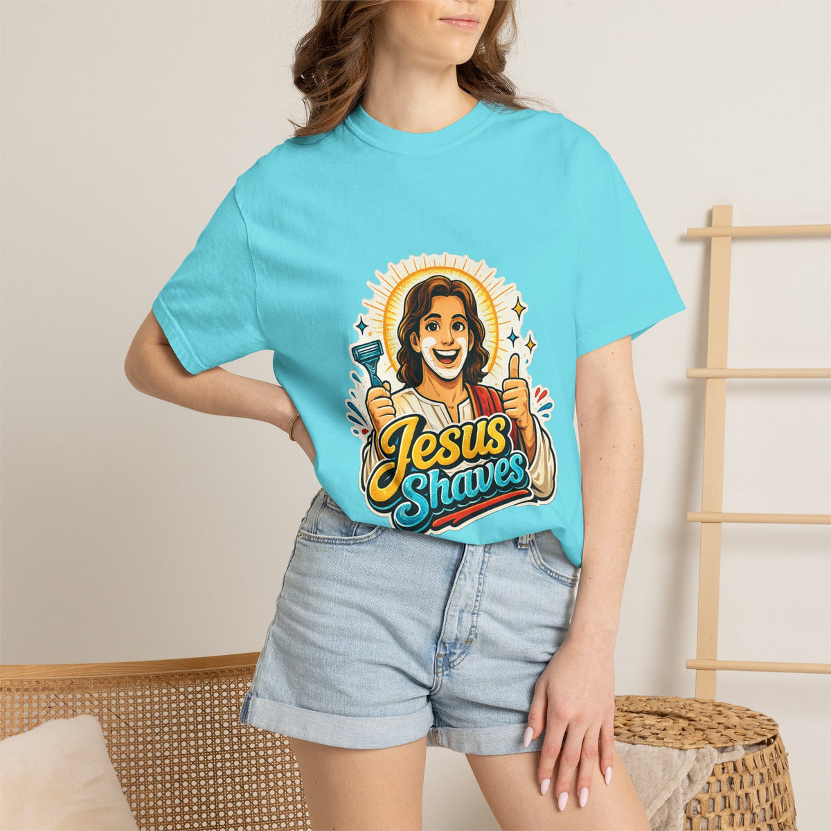 Jesus Shaves T-shirt | Retro Jesus Illustration, Shaving Theme