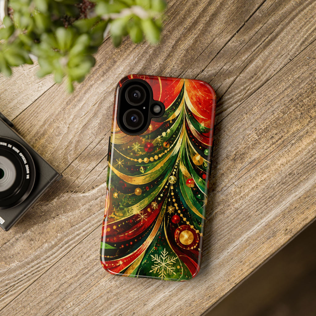 Christmas Tree Tough Phone Case — Festive Red & Green Holiday Phone Cover