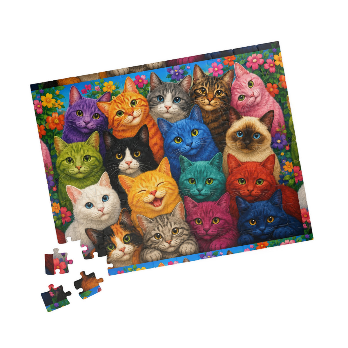 Colorful Cats Row Art Puzzle 520-piece