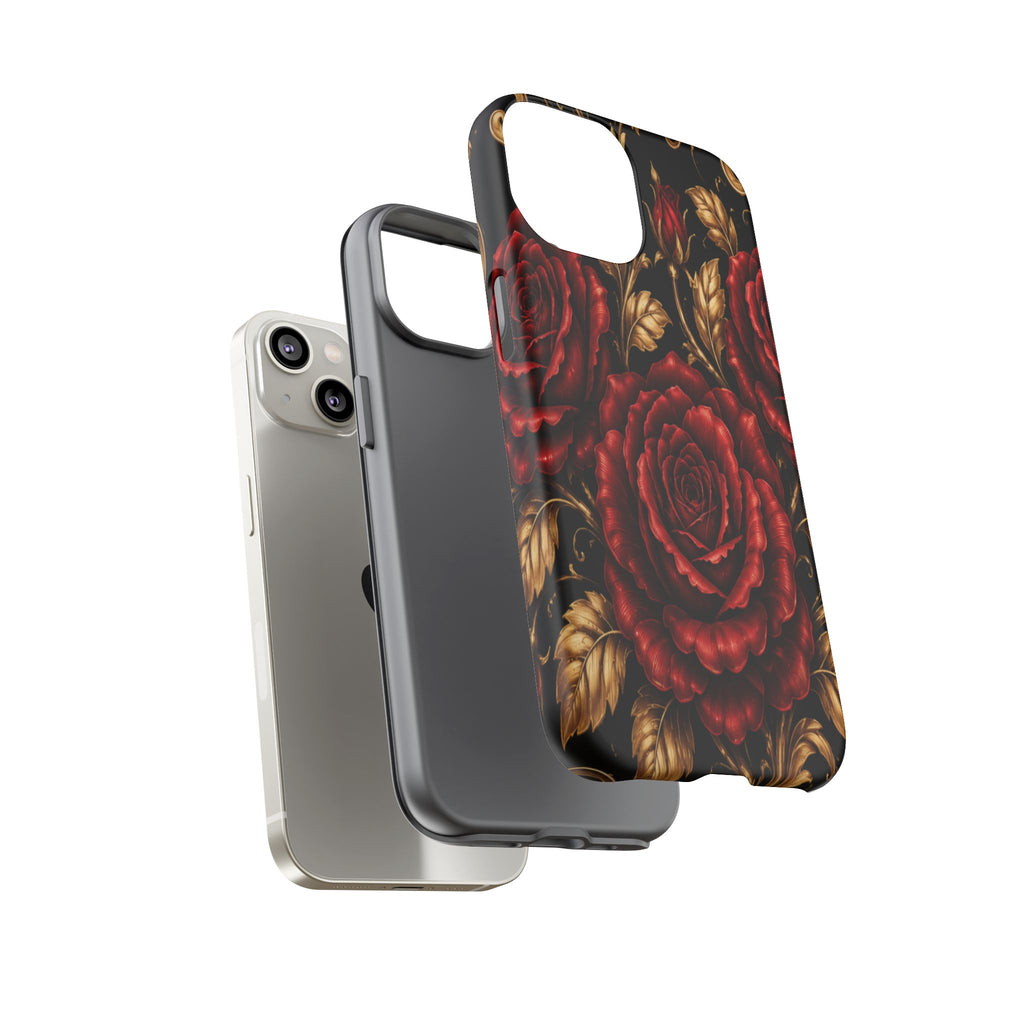Tough Cases — Vintage Red Rose Floral Phone Case