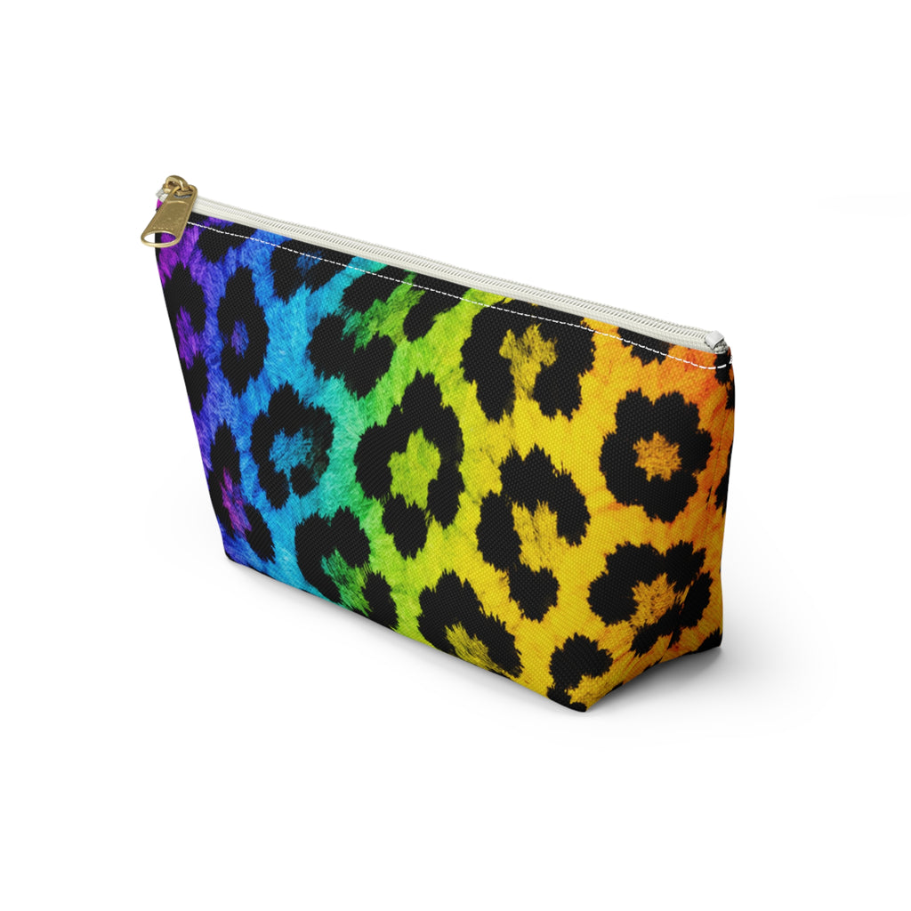 Rainbow Leopard Accessory Pouch — T‑Bottom Makeup Bag