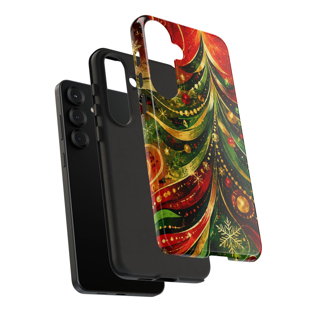 Christmas Tree Tough Phone Case — Festive Red & Green Holiday Phone Cover
