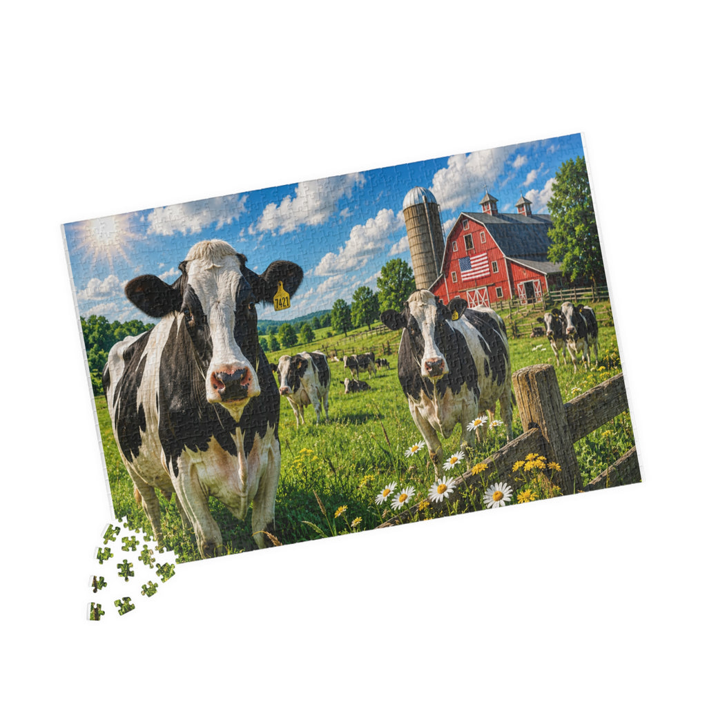 Countryside Cows Jigsaw Puzzle — Scenic Farm Barn Puzzle (110/252/520/1014 pcs)