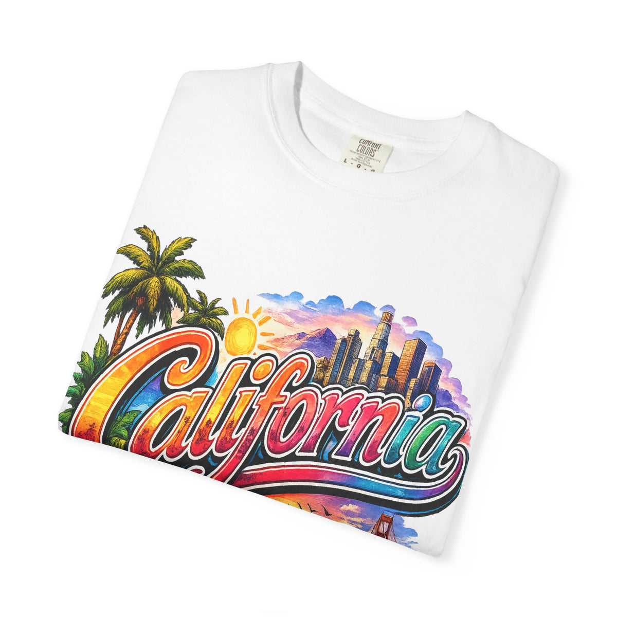 California Sunset Scenic T-shirt | Golden Gate Palm Beach Hibiscus